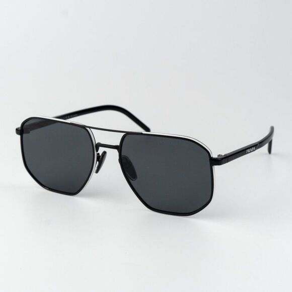 Prada Sunglasses Black Polarized Dark Grey Pilot PR59YS 1AB5Z1 BRAND NEW main image 10